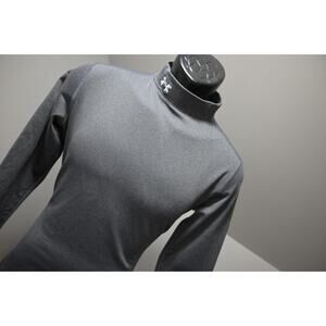 Under Armour Mock TurtleNeck Fitted Gym Shirt ColdGear Gray Womens Large